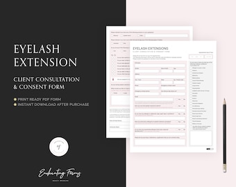 Lash Tech Client Consultation & Intake Form, Lash Technician Waiver, Instant download PDF after purchase