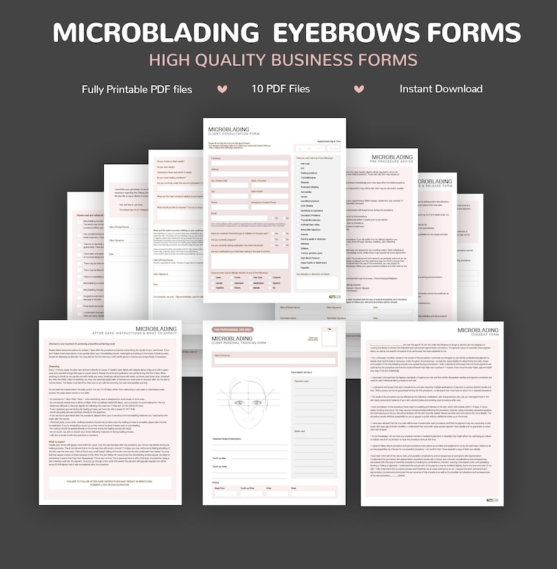 Microblading Consultation Forms Aftercare Instructions | Etsy