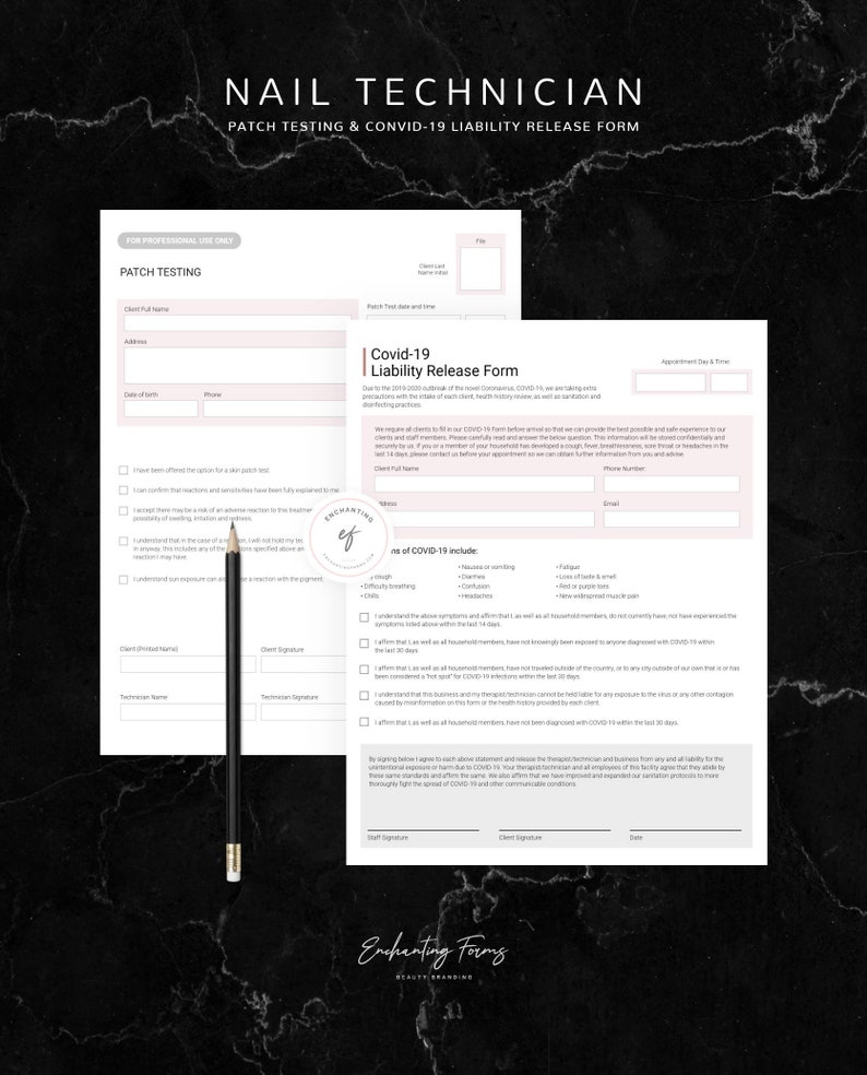 Nail Technician Consultation Forms Nail Artist Consent Forms Etsy