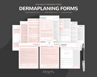 Dermaplaning Consultation Forms, Consent Form, Pre & Post Care Instructions, FAQs, Treatment Record, Skincare Guide, Instant Download PDF