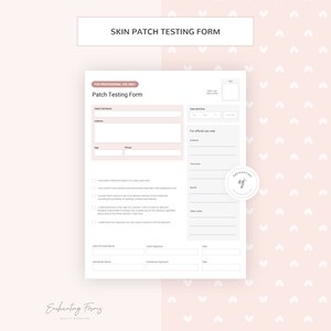 Skin Patch Testing Form for Esthetician, Instant Download PDF after purchase (English) image 2