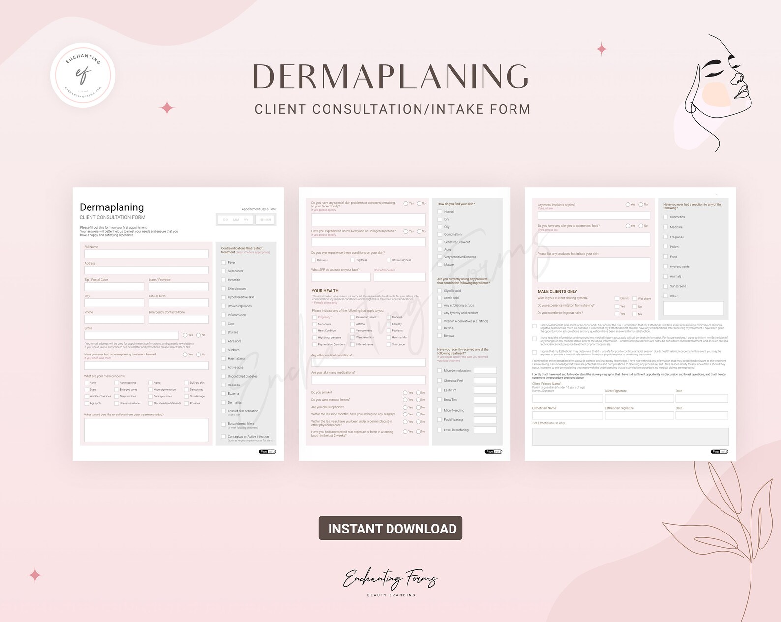 Dermaplaning Forms, Facial Consultation Form, Esthetician Forms ...