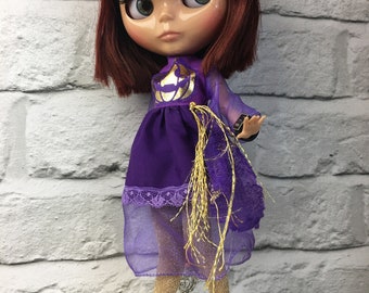 Gothic Witch Blythe Doll Clothes | Purple dress Outfit | Blythe dress and shoes