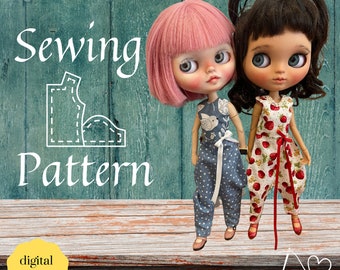 Blythe Clothes Pattern INSTANT DOWNLOAD PDF - dungarees sewing pattern