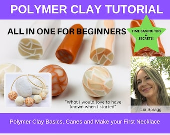 Polymer Clay Tutorial All In One PDF Tutorial for Beginners: Basic Polymer Clay Canes and How to make your first Necklace