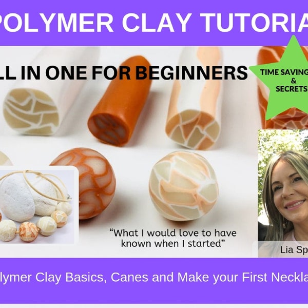 Polymer Clay Tutorial All In One PDF Tutorial for Beginners: Basic Polymer Clay Canes and How to make your first Necklace