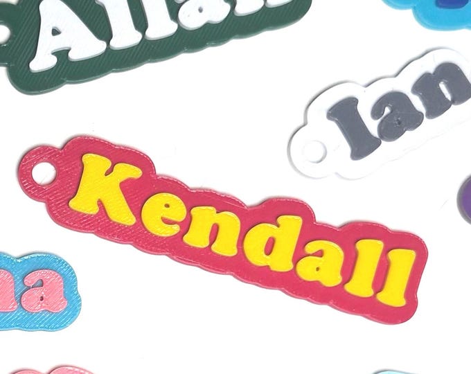 Personalized 3D Printed Name Tag: Custom Keychain, Backpack Label