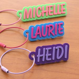 Personalized 3D Name Tag Keychain | Kids Backpack, Luggage, Diaper Bag Charm