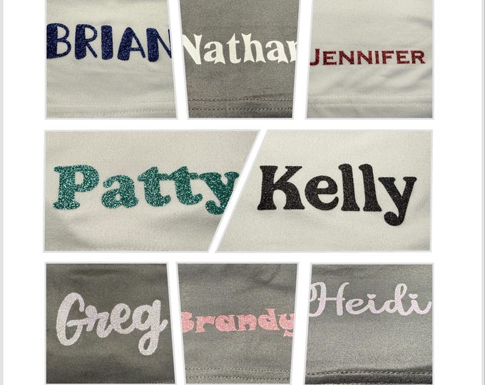Personalized Iron-On Glitter HTV Name Decals Custom Vinyl Letters for Apparel Craft Projects