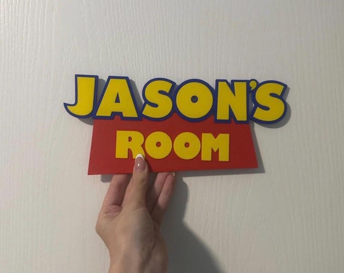 Custom Children's Name Plaque for Bedroom Decor in Toy Story Theme