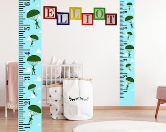 Toy Story Growth Chart Canvas with Walnut Hangers – Kids Room Decor Nursery Art