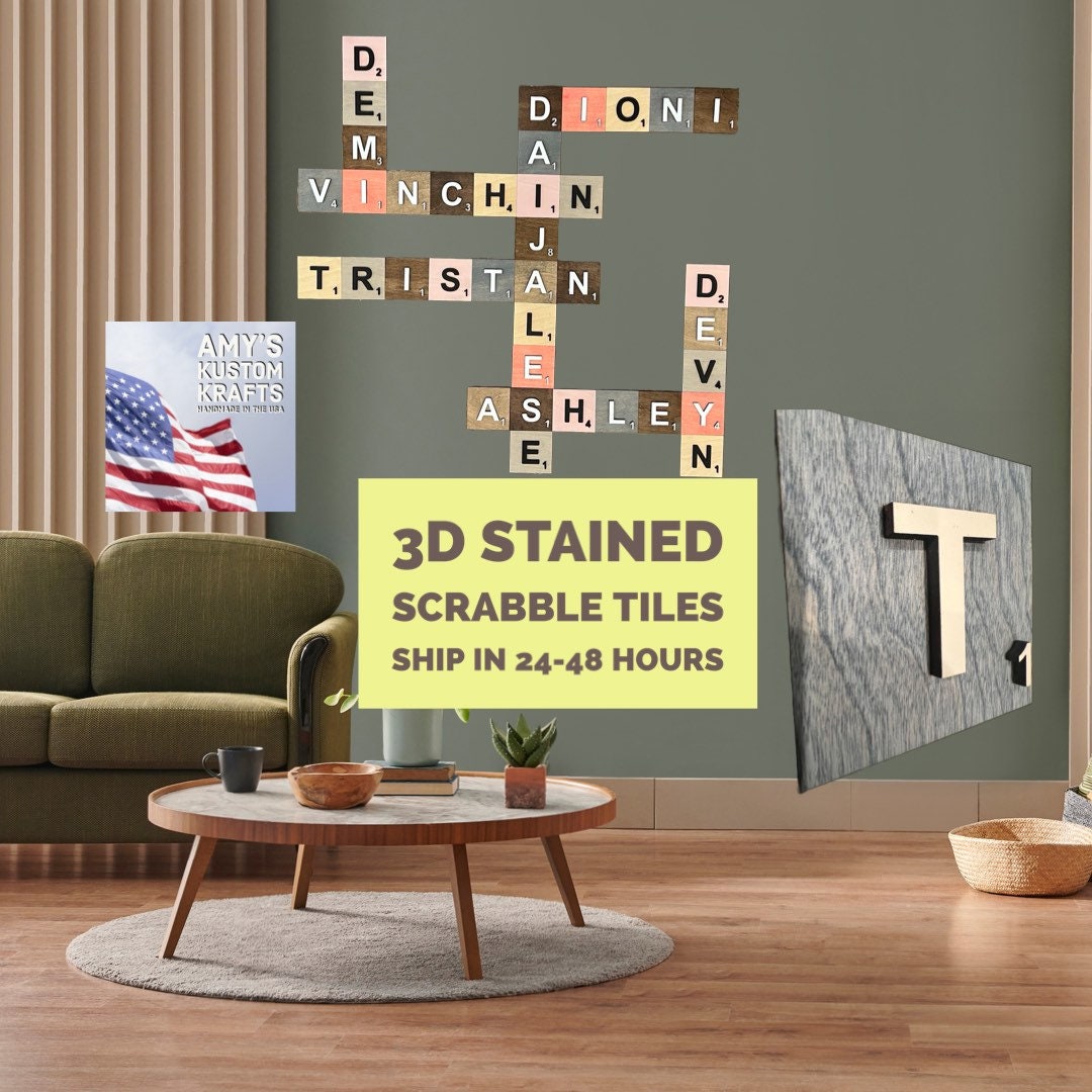 Scrabble Wall Tile Letters,large letters for wall decor, Scrabble tiles  wall art,Wooden crossword name,personalized gift,Scrabble Christmas