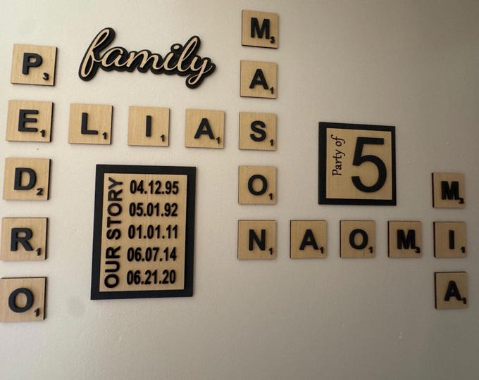 Personalized Scrabble Tile Name Art - Custom Wooden Wall Decor
