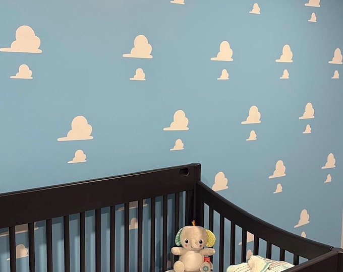 Vinyl Nursery Clouds Wall Decals Toy Story Inspired Kids Bedroom Playroom Removable Stickers Decor