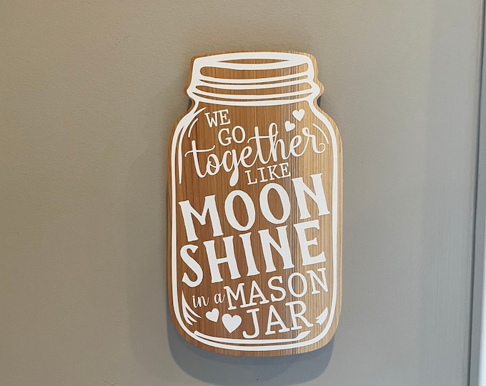 Hardwood moonshine jar sign