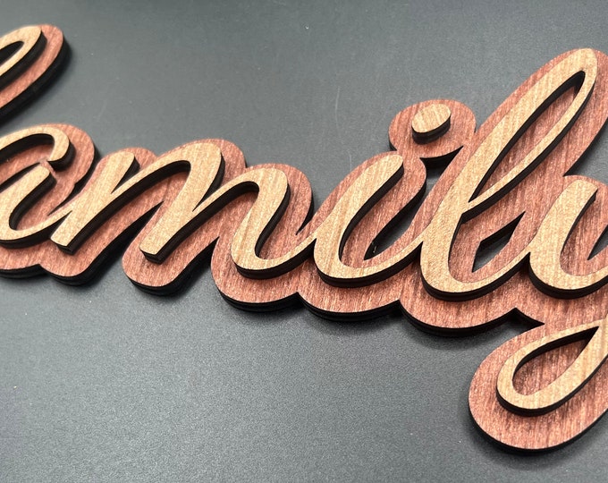 Personalized Cursive Family Name Sign Wooden Cutout Office Wall Decor