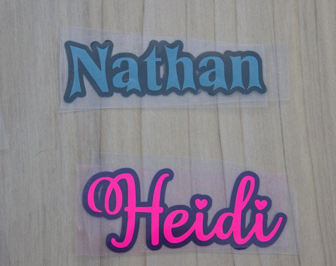 Double layer Iron-On Name Decals