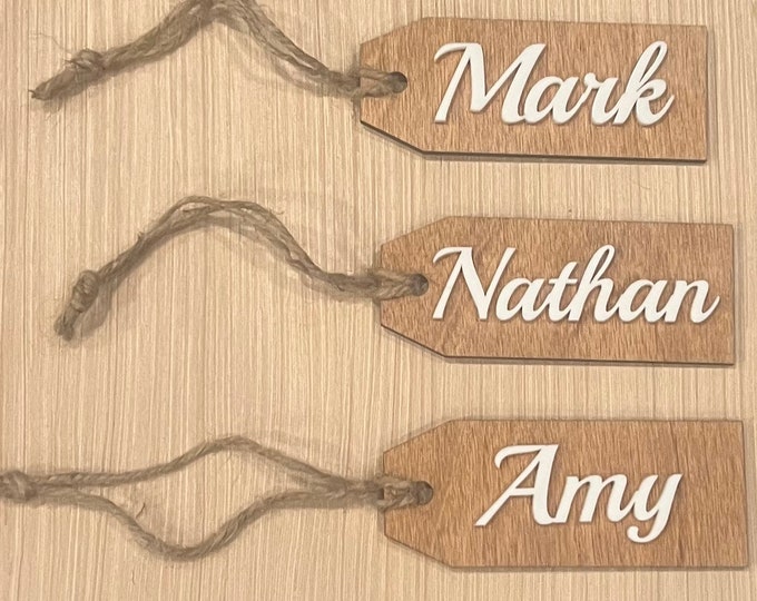 Personalized name tags with acrylic names