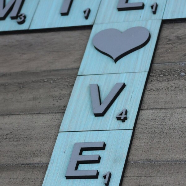 Large Scrabble Tiles Wall Art Gray Etsy