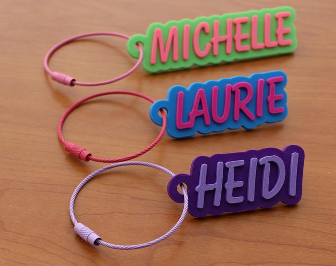 Name Bag Tag, Personalized ID Accessory for Bags, keychains & Water Bottles, Diaper Bag, lunch box, backpack