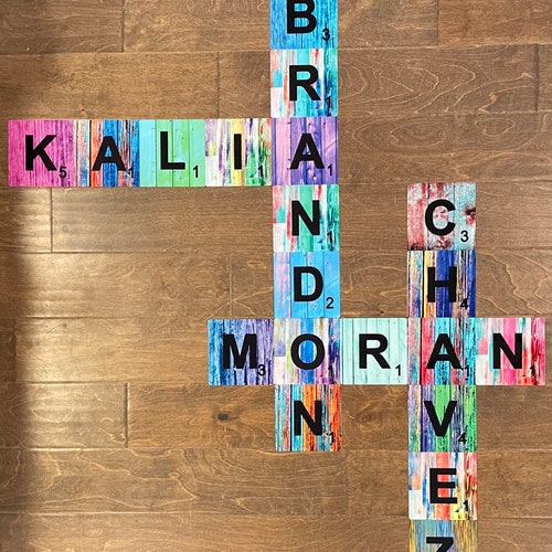 4x4 Wooden Scrabble Tiles Wall Art Family Scramble Letters Etsy UK