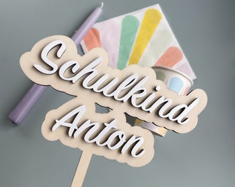 Cake Topper zur Einschulung | Personalisierte Dekoration zur Einschulung | Kuchen Stecker | Schulanfang