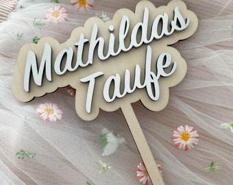 Cake Topper zur Taufe | Personalisierte Dekoration zur Taufe | Kuchen Stecker | Taufe