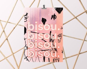 Bisou- A4 - Poster - Decoration - Illustration