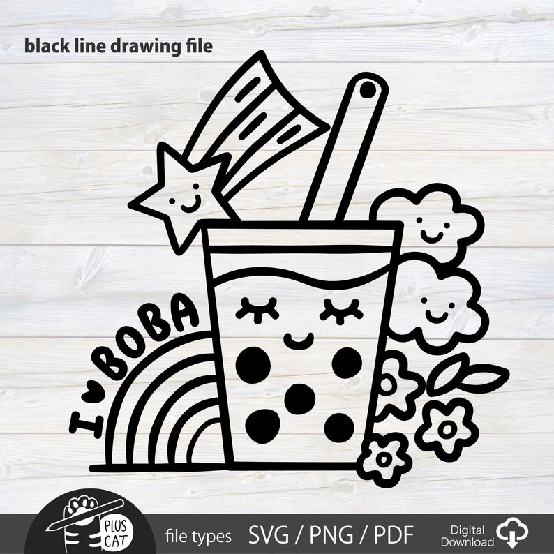 848 Simple Boba Tea Coloring Pages for Adult