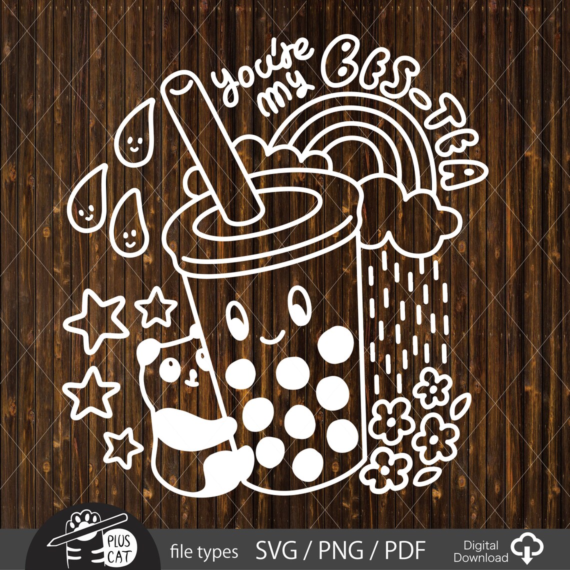 Kawaii boba tea bubble tea and panda bes-tea clip art for | Etsy