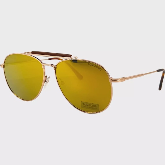 Tom Ford Gold Aviator Sunglasses with Rose-Gold Mirrored Lenses Tom Ford Ava-02 FT0572 28Z Rose Gold Round Pink Mirror  main image 4