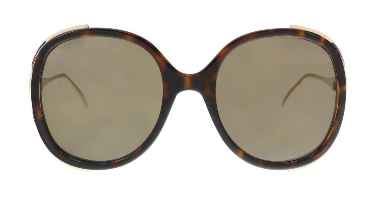 Gucci GG0226S 002 Havana & Gold Round Oversized Sunglasses  display picture 3