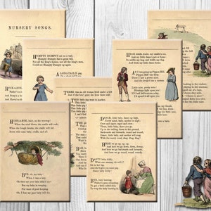 Vintage children’s poems and nursery songs - scanned book pages.