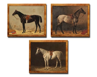 Vintage Thoroughbred Horse Art Print Set – Antique Equestrian Wall Decor (Digital Download)