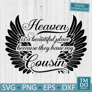 Cousin in Heaven svg, In loving memory svg, Cousin Memorial svg, Cousin Angel wings svg, Cousin rest in peace svg, In memory of Cousin svg