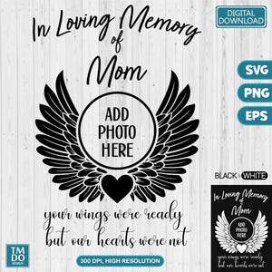 Mom memorial svg, In Memory of Mom svg, Mom in heaven png, Mom guardian angel png, Mom Angel wings svg
