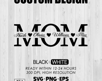Mom Split Name Monogram Svg, Mom Svg, Mother's Day Gift Svg, Mom Cut File, Mom Outline, Mom Shirt Png, Mom Monogram Svg, Mom Cricut Svg File
