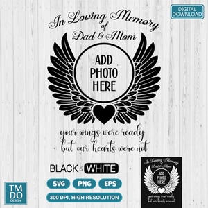 Mom and Dad Memorial Angel wings svg, Loss of Parents, In loving memory of Dad and Mom, Parents Memorial svg, Parents Rip svg, In memory svg