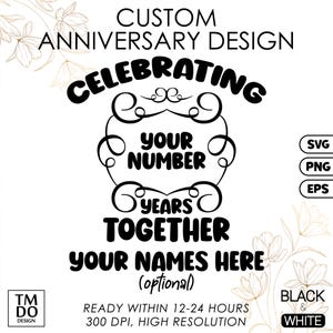 Custom Wedding Anniversary SVG, Personalized Anniversary gift PNG