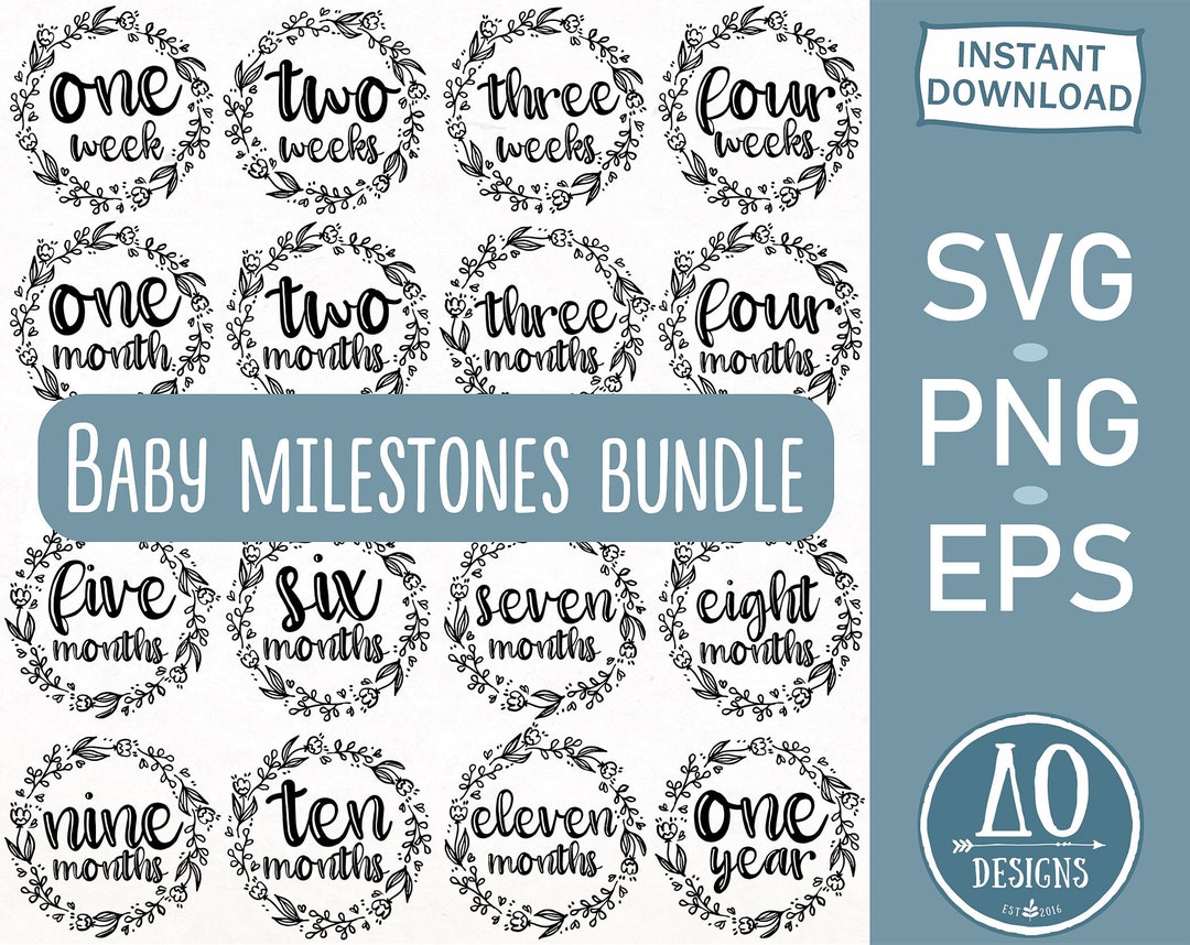 Baby Milestones SVG Bundle, Girl Onesie Svg, One Month Svg, Baby ...