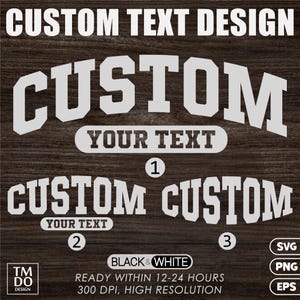 Custom Varsity Text PNG, Custom College Text SVG