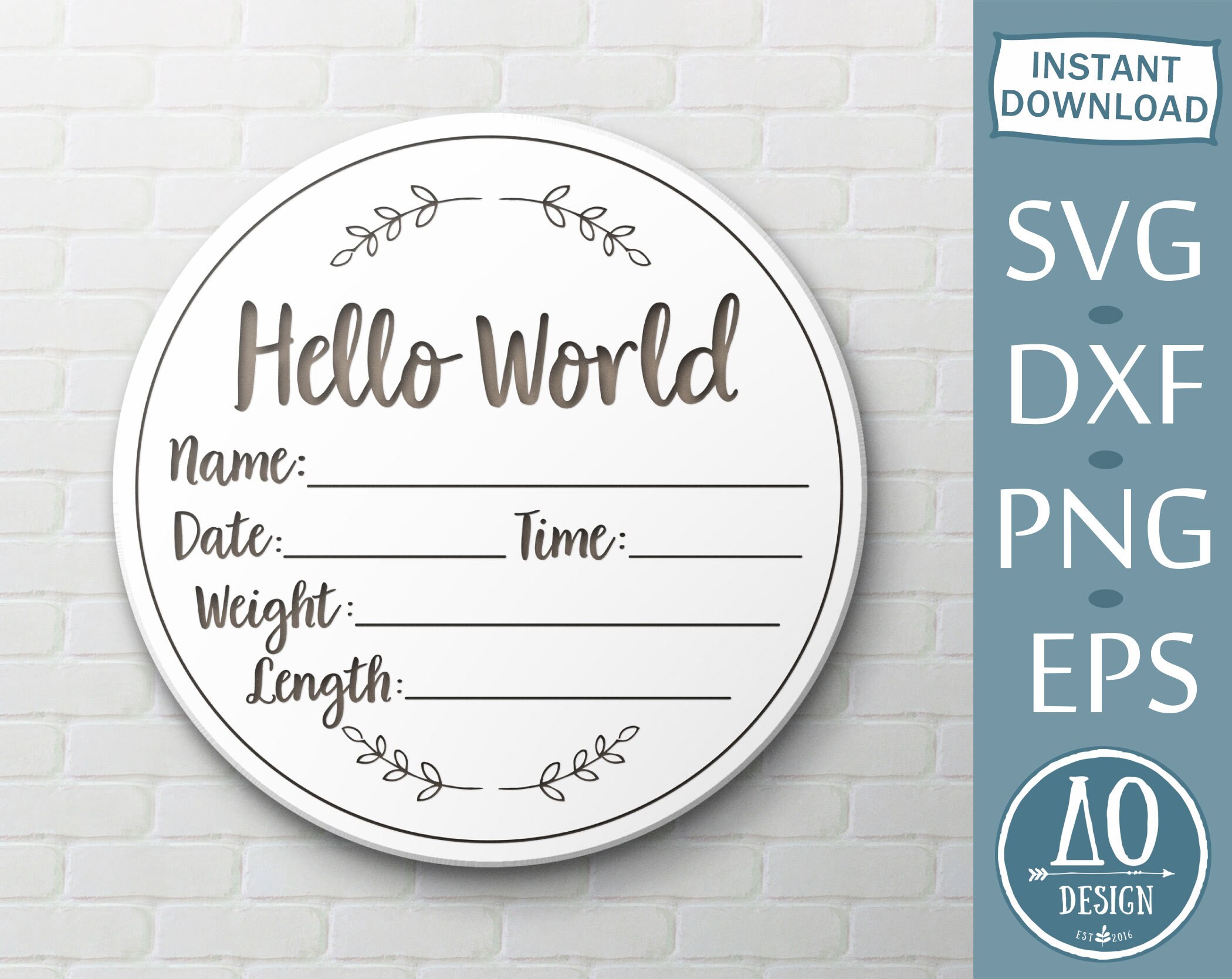 Hello World SVG Sign Birth Announcement Svg Baby Stats Svg Etsy