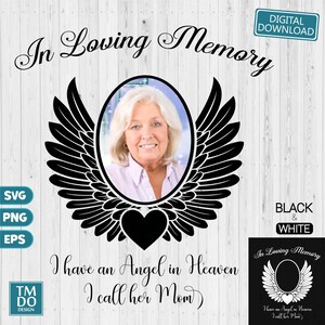 Mom memorial svg, In Memory of Mom svg, Mom in heaven png, Mom guardian angel png, Mom Angel wings svg