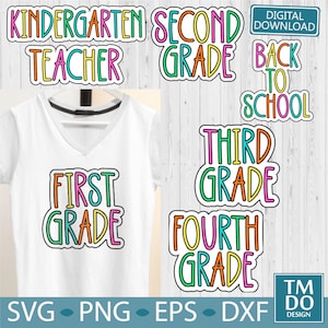 Back to School bundle, First Grade, Kindergarten Png, Second Grade, Back To school Png, Bright Doodle Png, Teacher SVG
