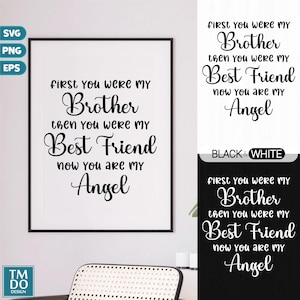 Brother Memorial svg, Brother is my guardian angel svg, In loving memory svg, My brothers keeper png, Brother rip svg