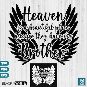 Brother Memorial PNG, In loving memory PNG, Brother is my Angel SVG, Angel wings svg