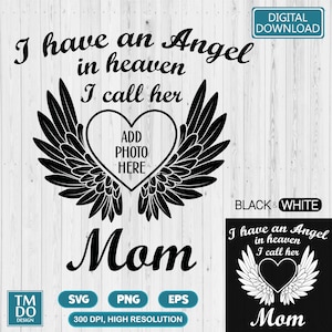 Mom memorial svg, In Memory of Mom svg, Mom in heaven png, Mom guardian angel png, Mom Angel wings svg