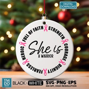 Breast Cancer SVG, She Is A Warrior SVG, Cancer Warrior PNG image 2
