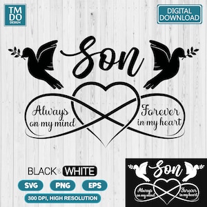 Son memorial svg, Son In Loving Memory svg, Son in heaven SVG, Son guardian angel png, Son rest in peace svg