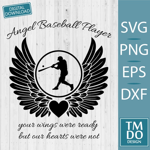 Angel Baseball Player svg, Memorial svg, In loving memory svg, Rip svg, In memory svg